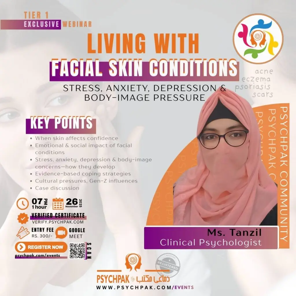 PsychPak webinar on mental health impact of facial skin conditions, body-image challenges, stress and coping.